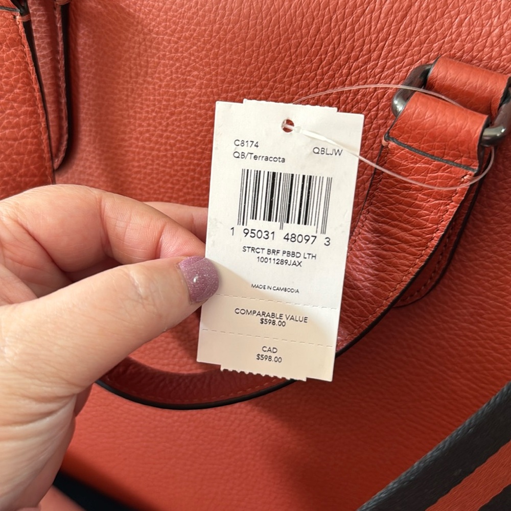 Coach Graham Structured Brief Case Leather in Terracotta NWT - Picture 3 of 12